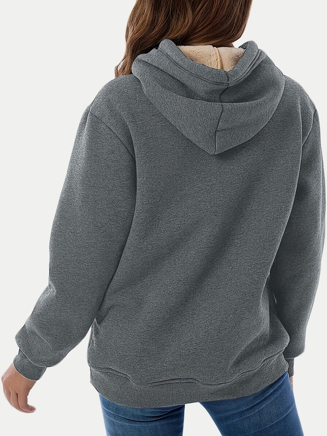 Drawstring Long Sleeve Hoodie with Kangaroo Pocket OutfitFlow