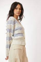 Davi & Dani Button Up Front V Neckline Cardigan Sweater OutfitFlow