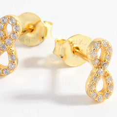 925 Sterling Silver Zircon Number 8 Stud Earrings OutfitFlow