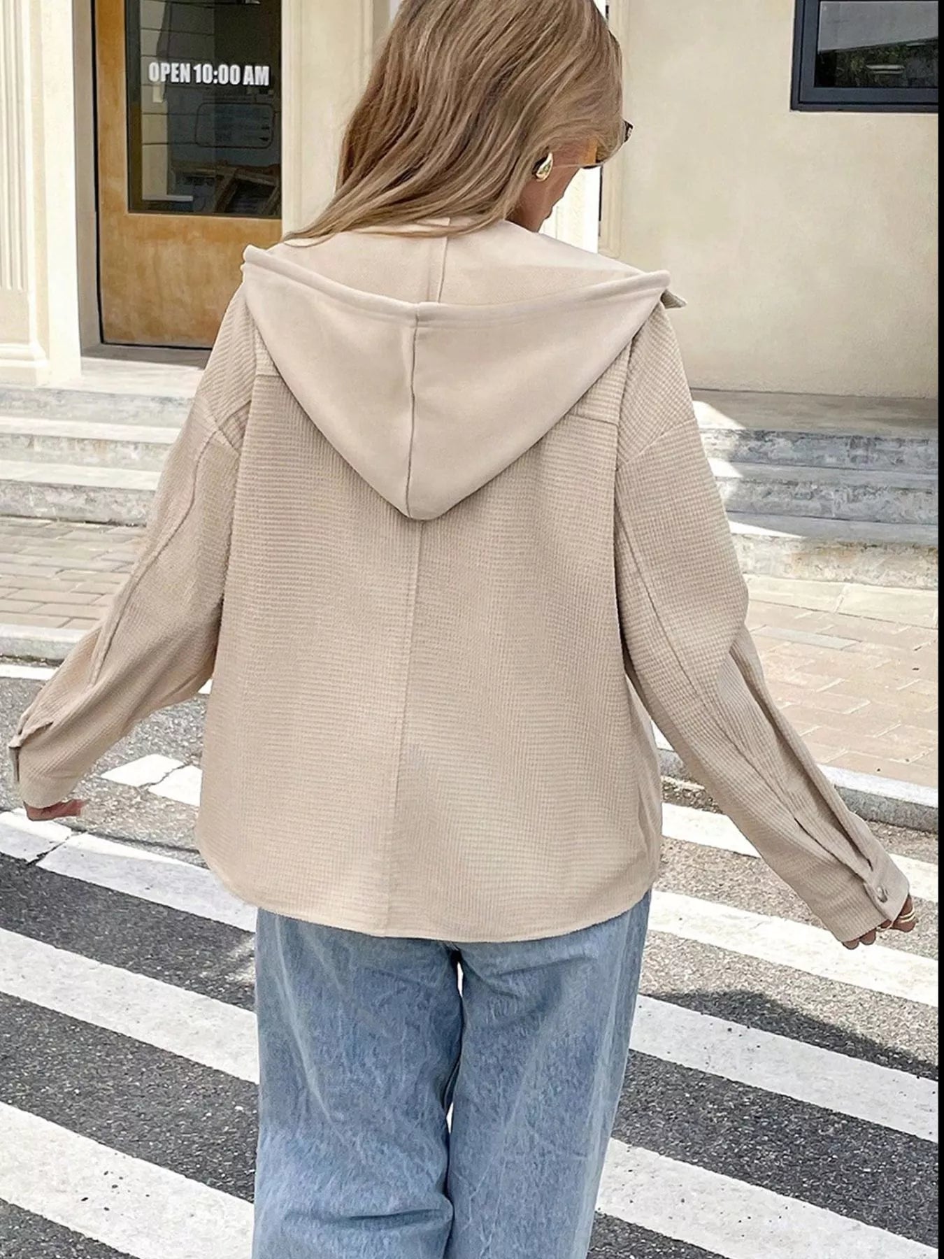 Thermal Knit Textured Hooded Jacket OutfitFlow