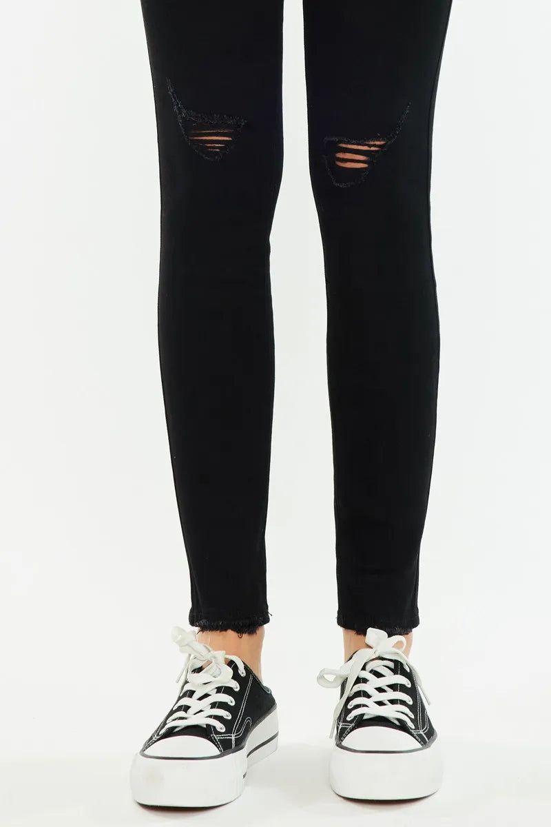 Kancan Distressed High Rise Super Skinny Jeans OutfitFlow