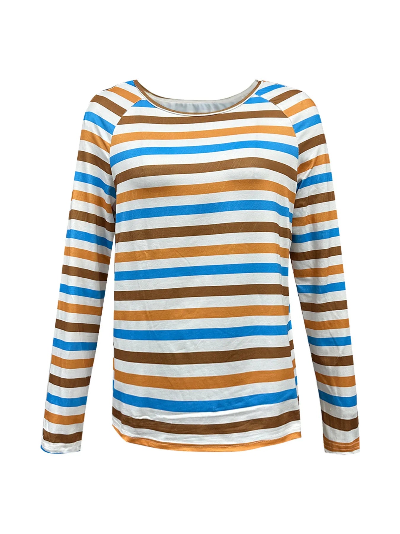 Full Size Striped Long Sleeve Casual Top Plus Size OutfitFlow