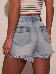 Raw Hem Denim Shorts OutfitFlow