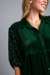 Outfit Flow - Umgee Sequin Detail Tiered Back Half Sleeve Shirt