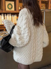 Cable Knit Round Neck Sweater OutfitFlow