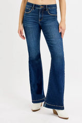 RISEN Full SIze Tummy Control Mid Rise Flare Jeans Plus SIze Trendsi