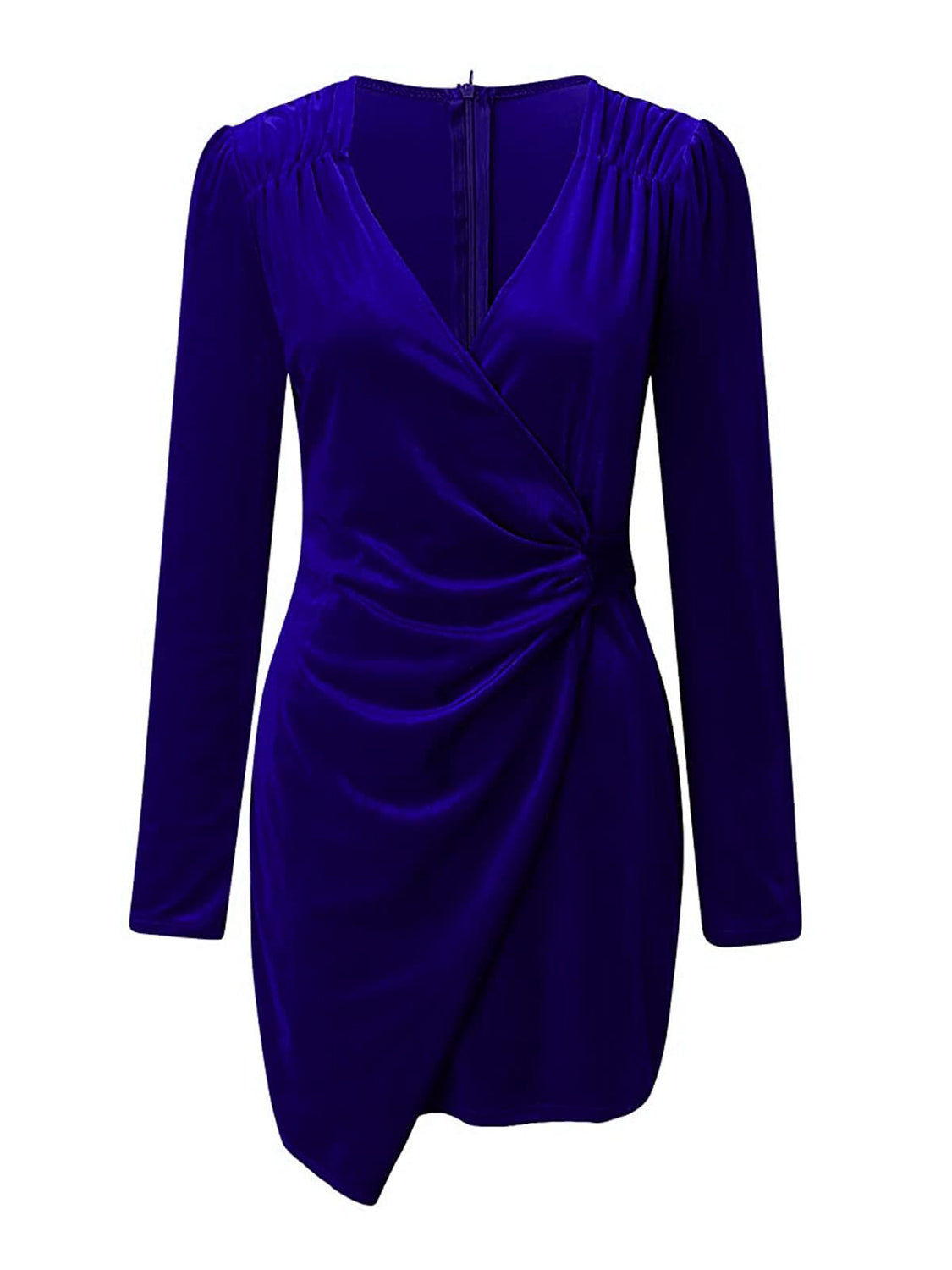 Outfit Flow - Ruched Surplice Long Sleeve Mini Dress