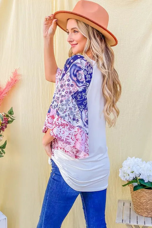 And The WhyFloral Print Bell Sleeve Top OutfitFlow