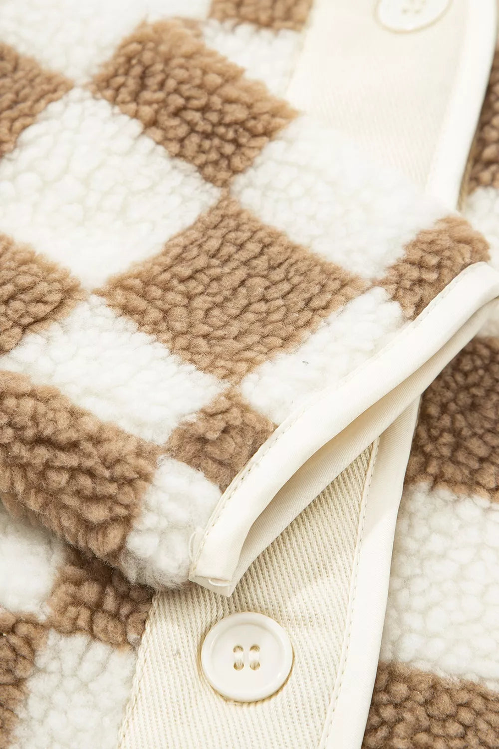 Checkered Sherpa Oversized Button Up Jacket Trendsi