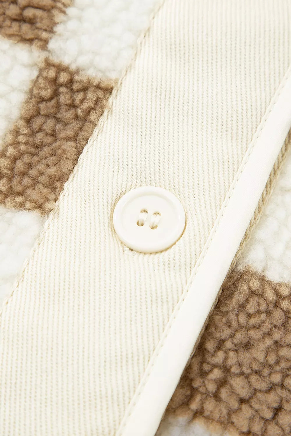 Checkered Sherpa Oversized Button Up Jacket Trendsi