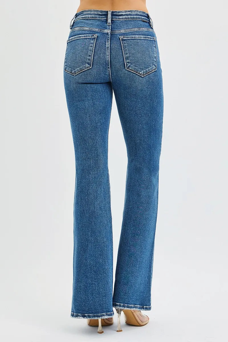RISEN Full Size Tummy Control High Rise Flare Jeans Plus Size Trendsi