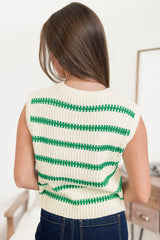 Striped Round Neck Sweater Vest