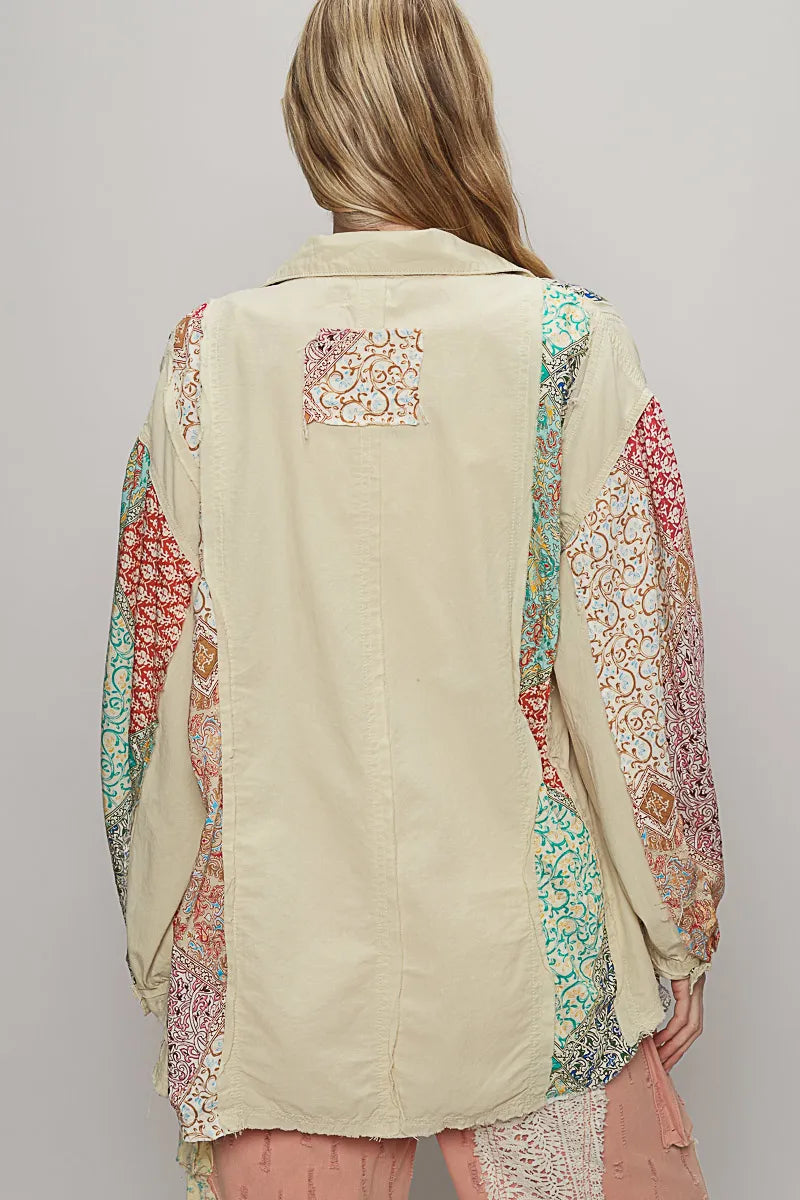 POL Printed Button Up Oversized Shirt OutfitFlow