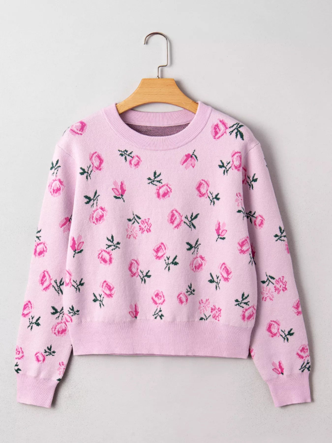 Floral Drop Shoulder Cropped Sweater OutfitFlow