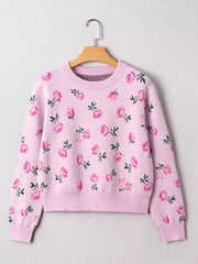 Floral Drop Shoulder Cropped Sweater OutfitFlow