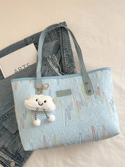 Embossed Pattern Shoulder Bag Light Blue onesize OutfitFlow