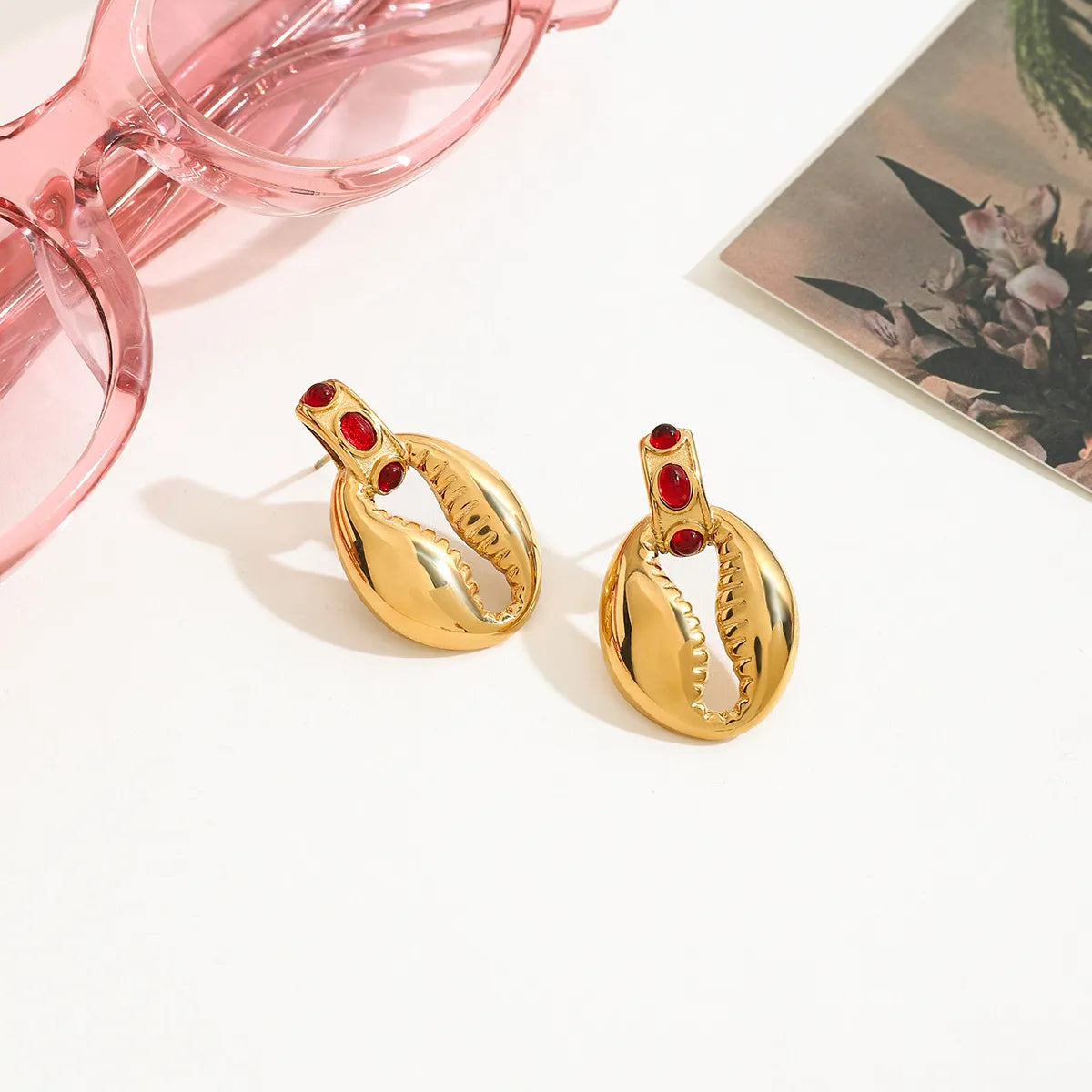 18K Gold-Plated Stainless Steel Shell Shape Earrings OutfitFlow
