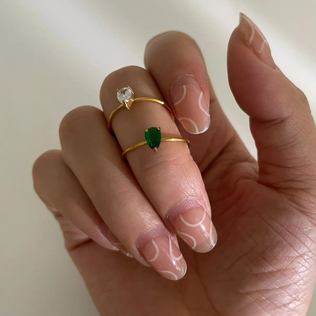 2-Piece 18K Gold-Plated Inlaid Zircon Open Ring OutfitFlow