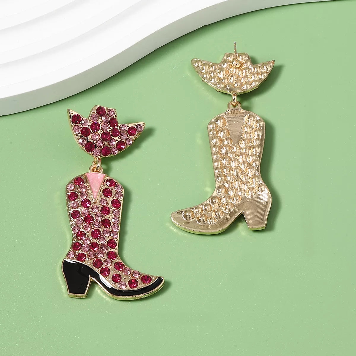 Rhinestone Cowboy Boot Dangle Earrings OutfitFlow