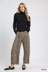 Umgee Ruffle Mock Neck Puff Sleeve Sweater OutfitFlow
