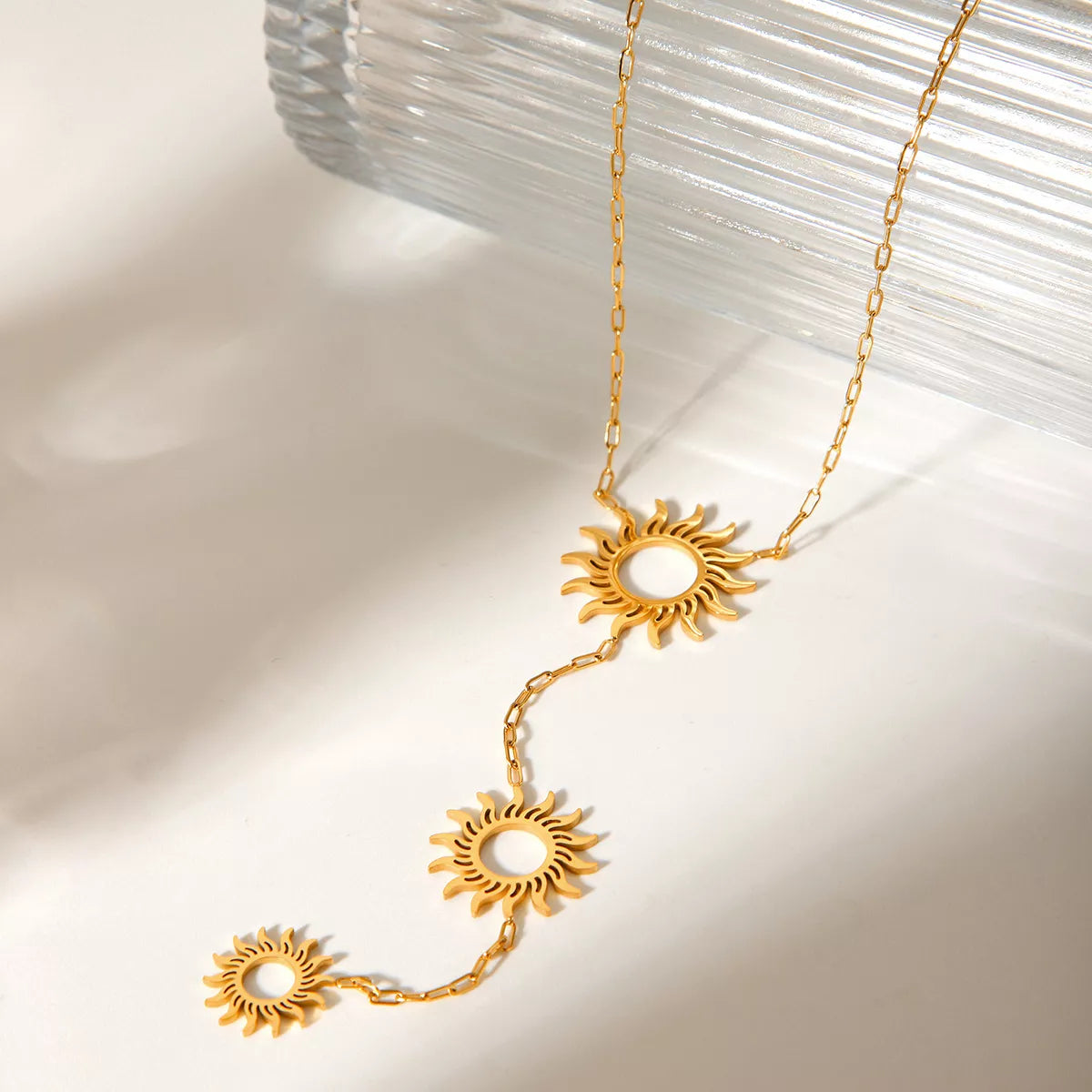 18K Gold-Plated Sun Pendant Necklace OutfitFlow