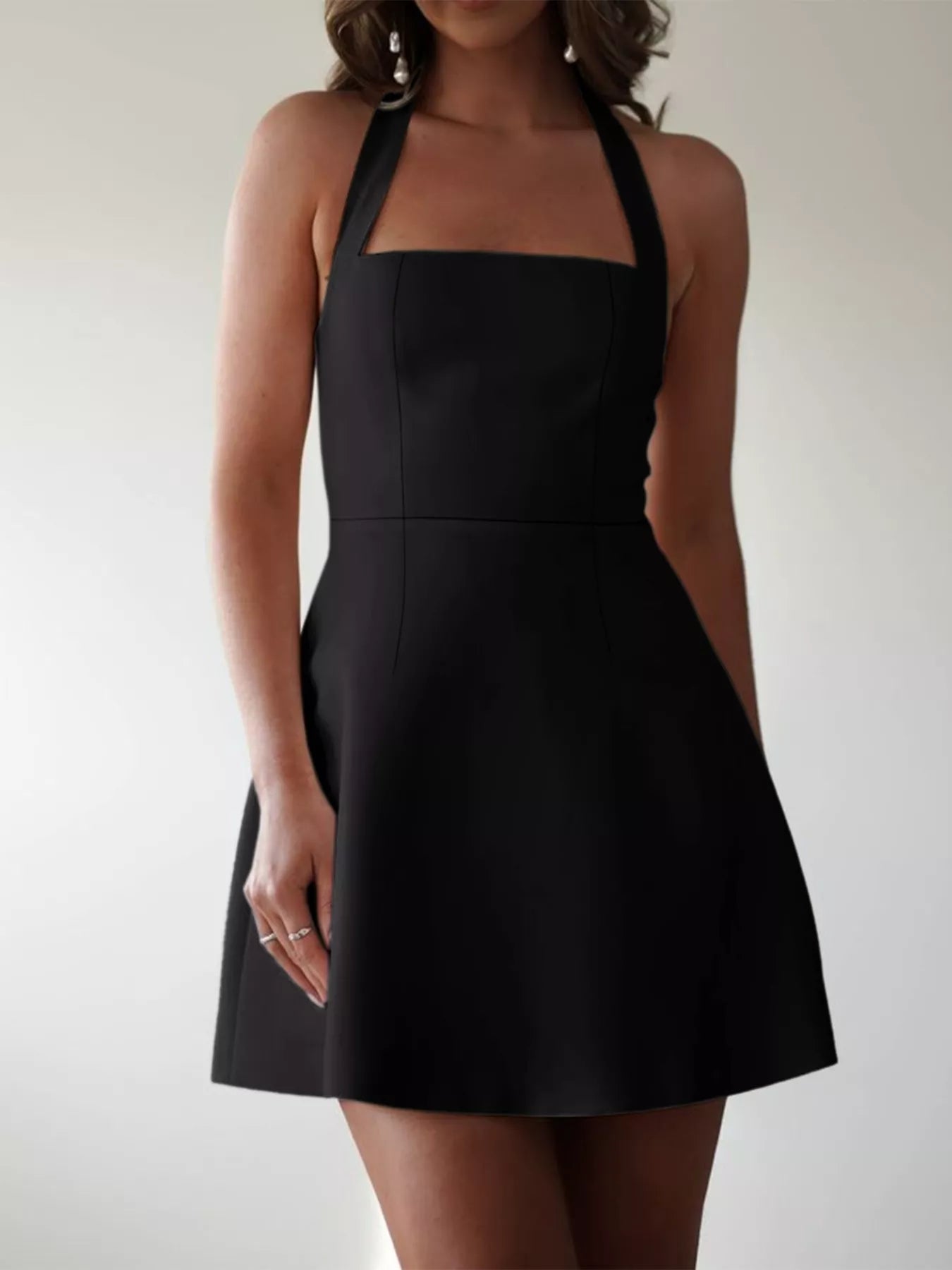 Plus Size Halter Neck Mini Dress OutfitFlow