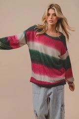 BiBi Striped Gradation Print Knit Top Trendsi