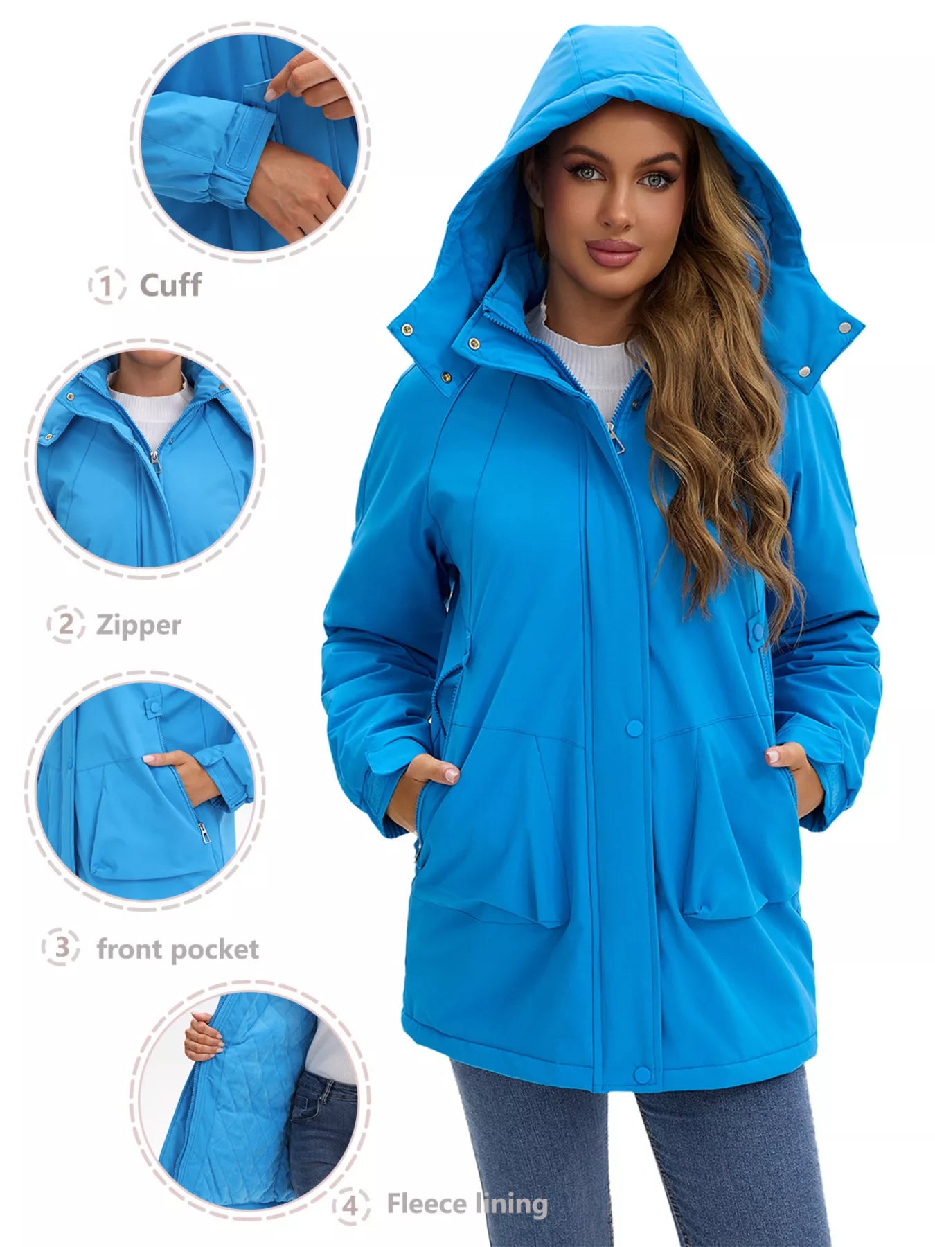 Full Size Hooded Mid-Length Windproof Outerwear Plus Size OutfitFlow