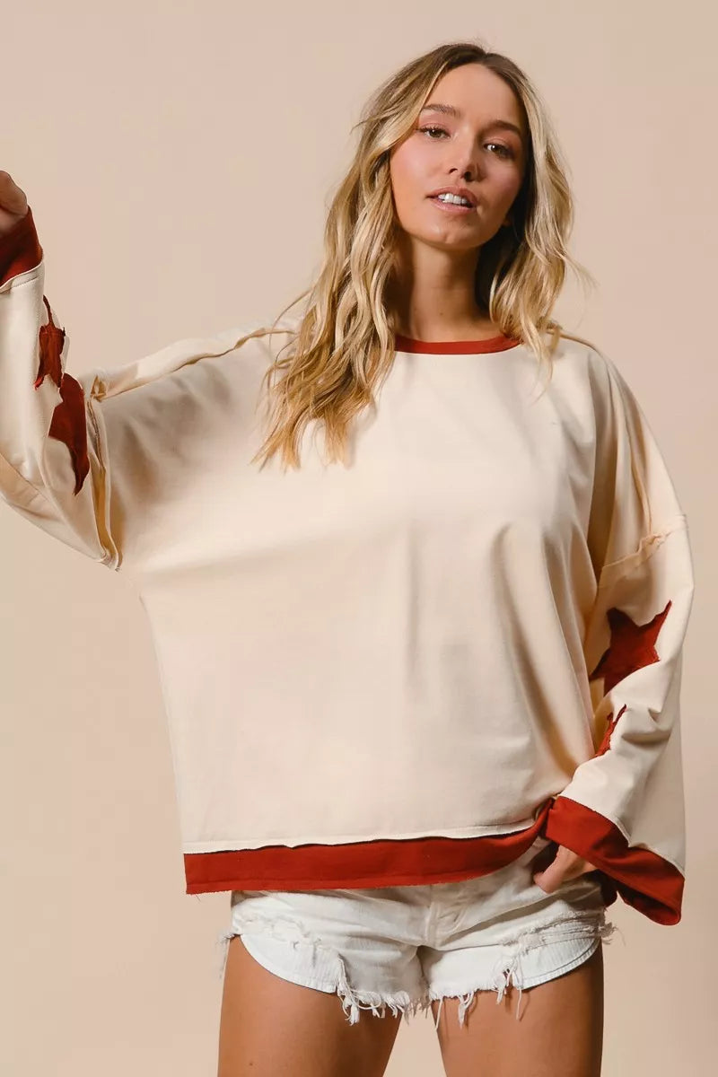 BiBi French Terry Top With Patch Detail Sweatshirt Trendsi