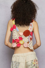 POL Openwork Floral Cropped Crochet Cami Trendsi