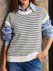 Round Neck Striped Sweater Vest