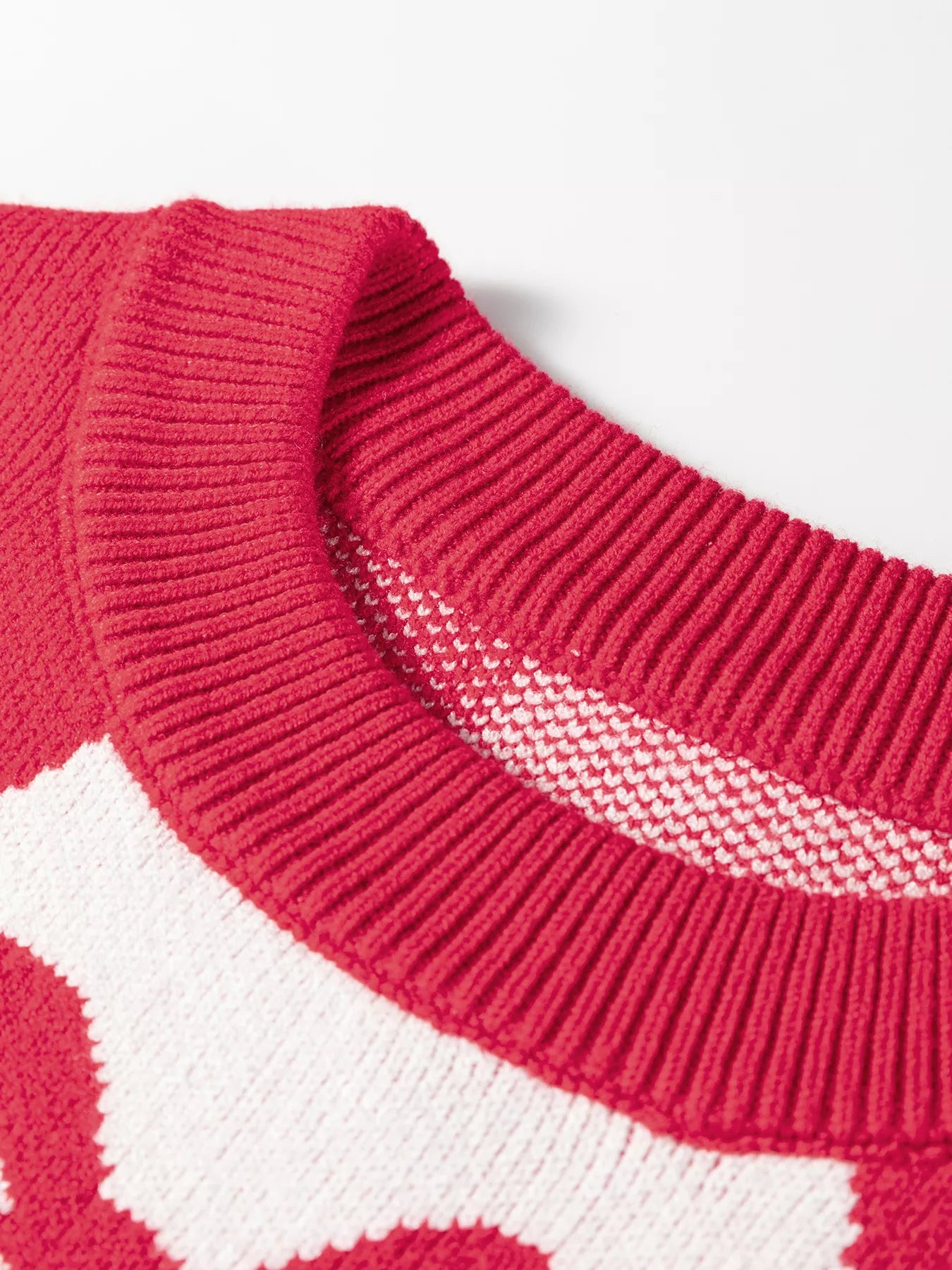 Bow Print 2-Tone Rhombus Knit Loose Sweater Trendsi