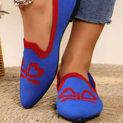 Point Toe Flats Slip-Ons Light Indigo OutfitFlow