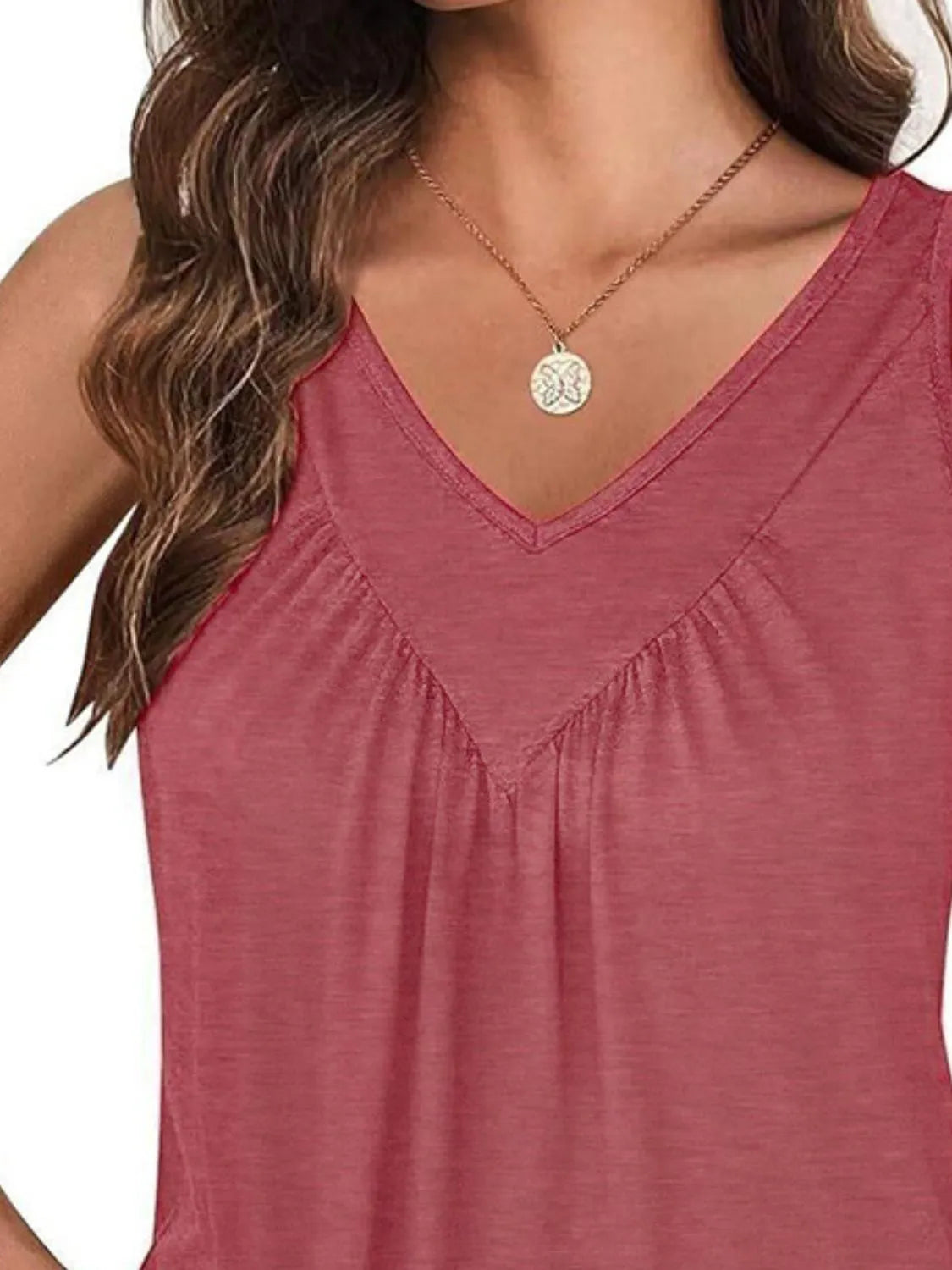 Ruched V-Neck Tank OutfitFlow