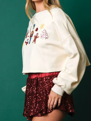 Christmas Sequin Cropped Sweatshirt OutfitFlow