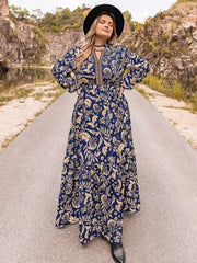 Plus Size Floral Print Long Sleeve Maxi Dress Trendsi