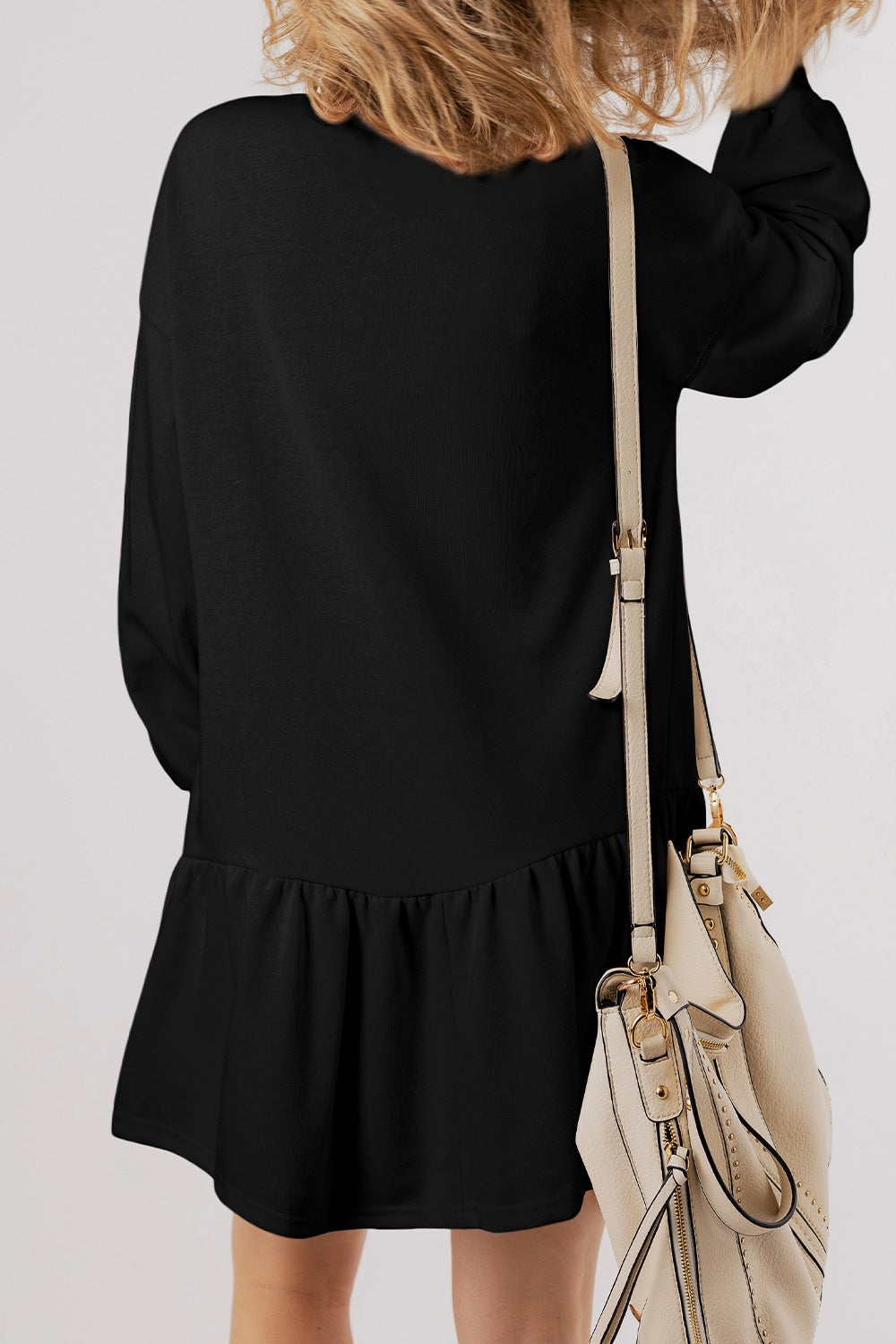 Clover Beer Patched Ruffle Hem Dress OutfitFlow