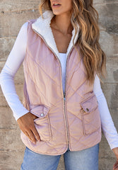 Fuzzy Zip Up Vest Coat with Pockets