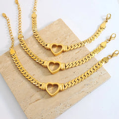 Titanium Steel Cutout Heart Bracelet OutfitFlow