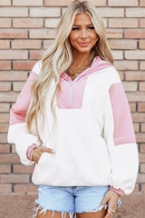 Outfit Flow - Color Block Half Zip Long Sleeve Hoodie