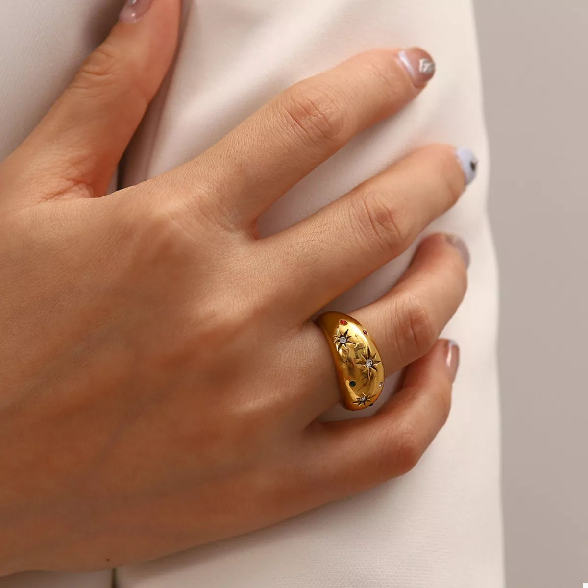 18K Gold-Plated Zircon Ring OutfitFlow