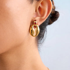 18K Gold-Plated Stainless Steel Shell Shape Earrings Gold One Size OutfitFlow
