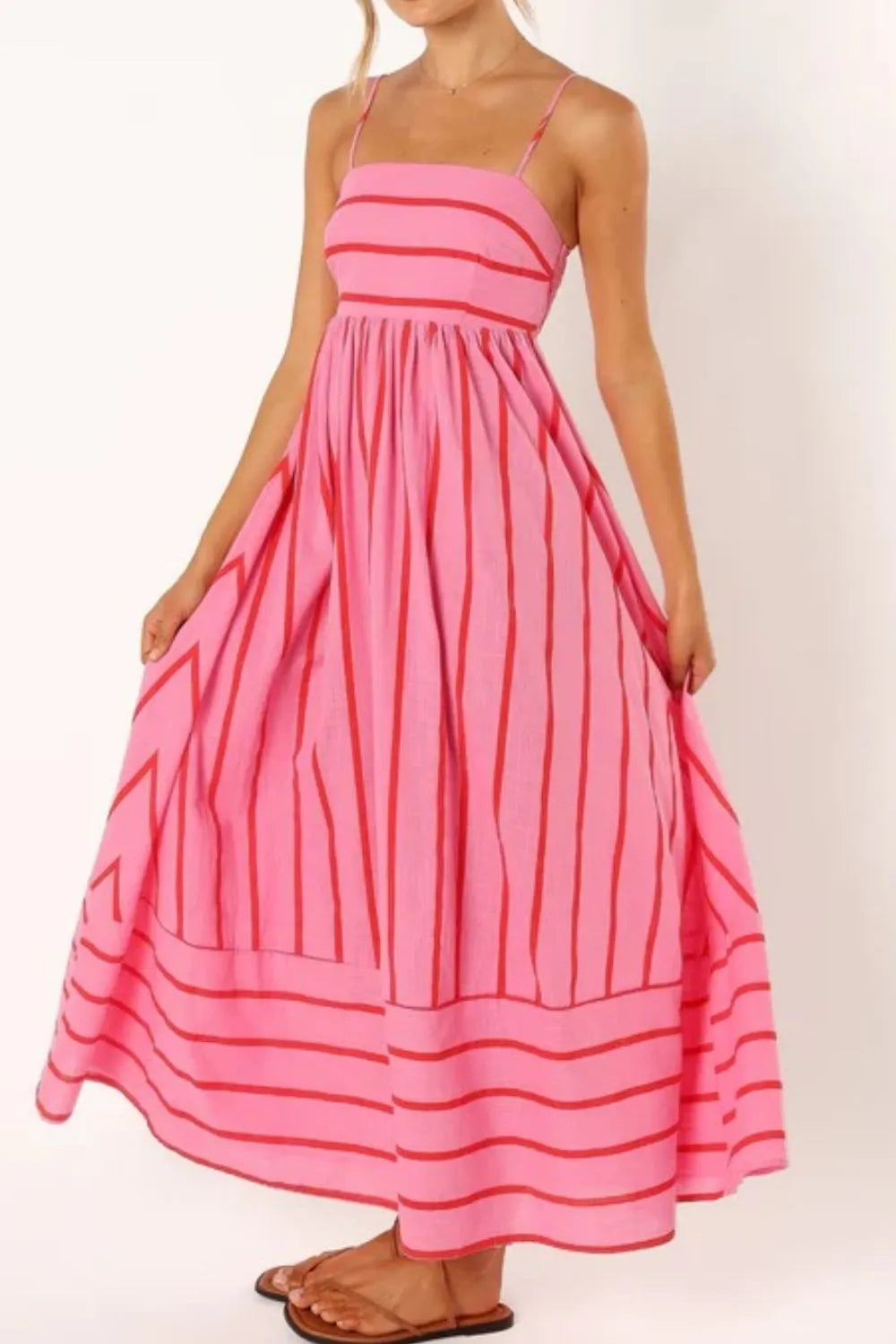 Striped Square Neck Cami Dress OutfitFlow