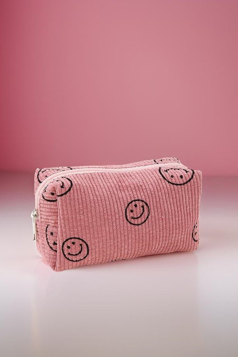 Outfit Flow - Zenana Smiley Face Corduroy Cosmetic Pouch