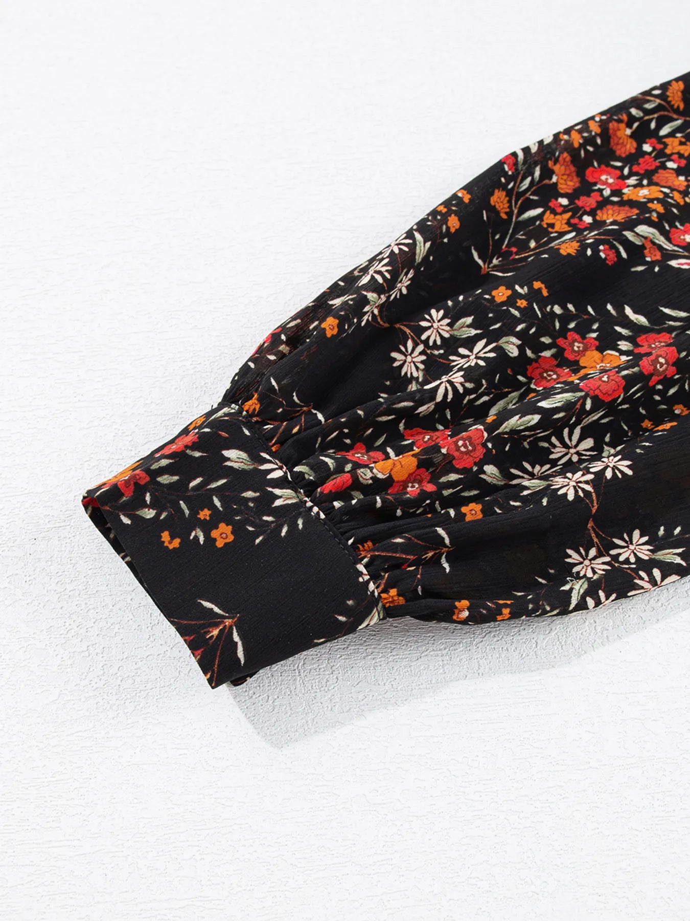 Floral Print Lantern Sleeve Loose Shirt OutfitFlow