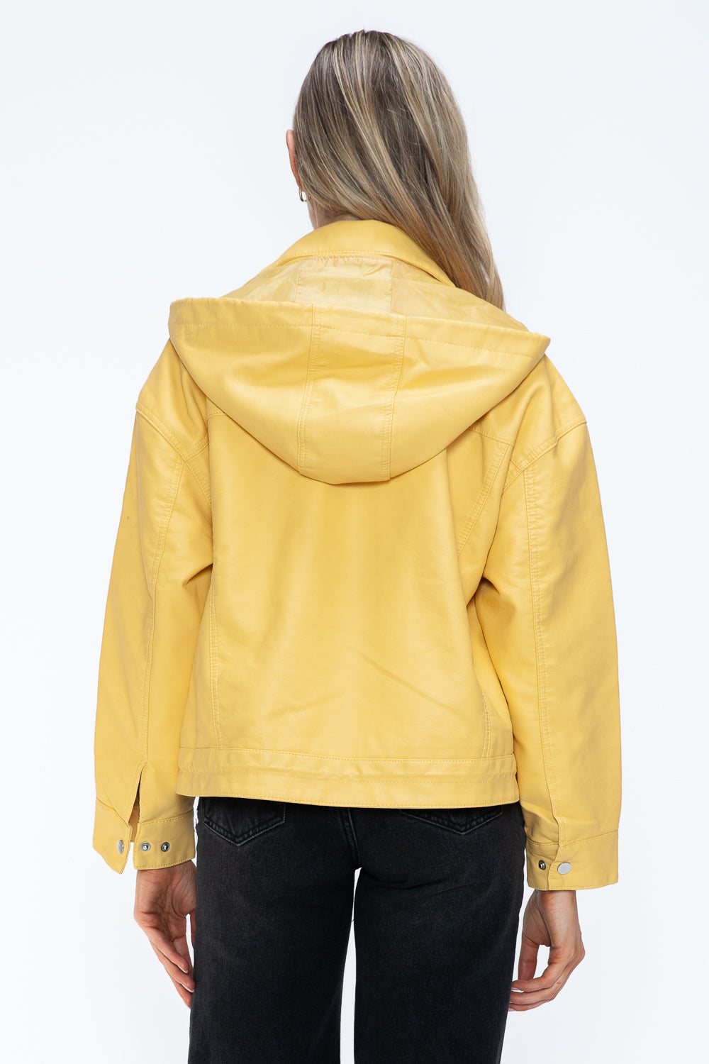 Outfit Flow - How Dare U Drawstring Hem PU Leather Zip Up Jacket