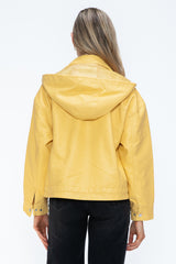 Outfit Flow - How Dare U Drawstring Hem PU Leather Zip Up Jacket