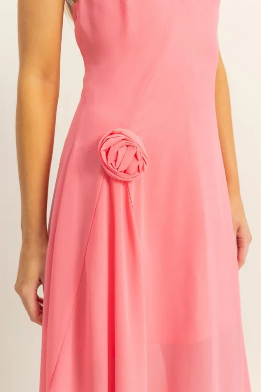 HYFVE Chiffon Halter Asymmetrical Hem Dress OutfitFlow