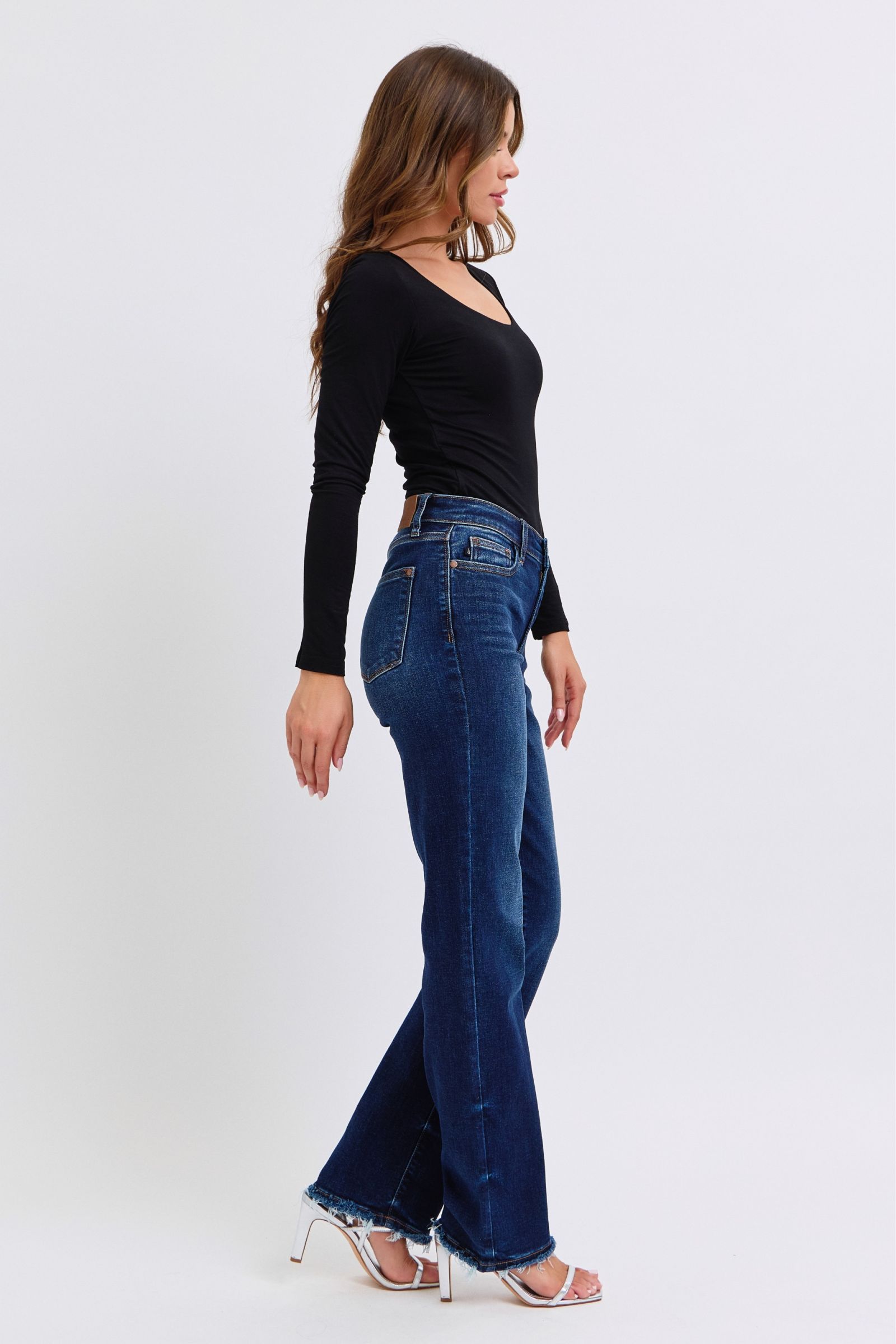 Outfit Flow - Judy Blue Full Size Raw Hem Straight Leg Jeans