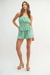 MABLE Gingham Tube Top and Shorts Set OutfitFlow